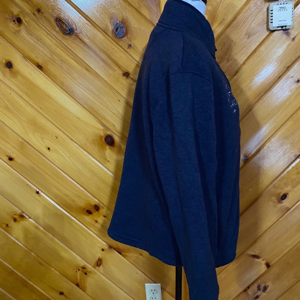 L.L. Bean Men's Sweater Fleece Full Zip Jacket Navy Blue Large Colby College - Picture 3 of 9